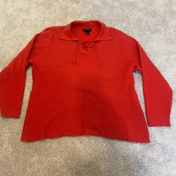 Lane Bryant Women's Plus Size Women's Ribbed Sweater‎ Rust Orange Size 26/28 - Picture 6 of 8